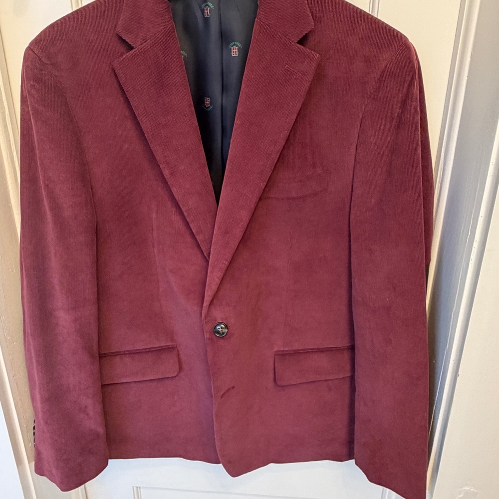 Tommy Hilfiger Men's Modern-Fit Corduroy Sport Coat Burgundy 42R WORN ONCE